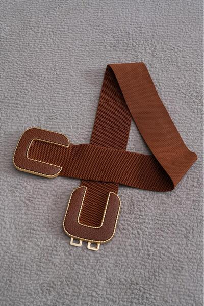 Desre Moda حزام مرن بتفاصيل جلدية ومشبك ذهبي، حزام فستان، حزام معطف، حزام قمي...