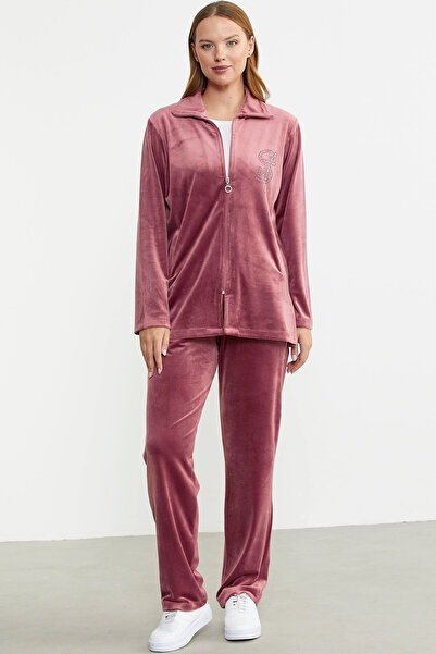 Beruflic Sementa 76387 Zippered Velvet Tunic Tracksuit Set