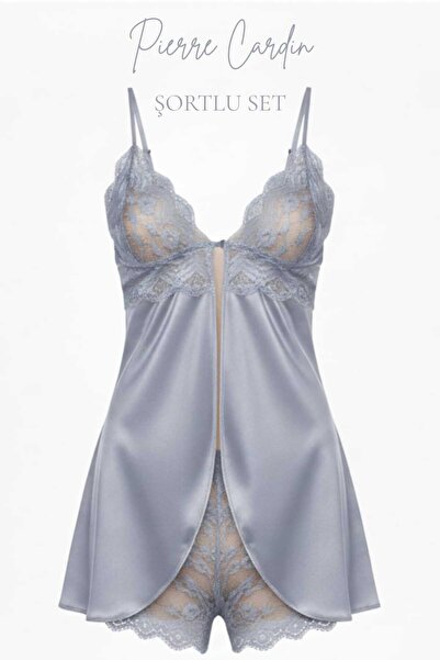 Pierre Cardin 632 Saten Dantelli Şortlu Set
