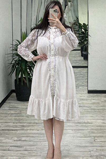 codemark فستان جوبير بقطع قماش مخيطة معاً بخصر مطاطي