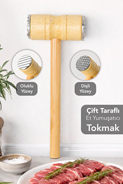 Meleni Home Double-Sided Meat Tenderizer - Metal Head Meat Thinning and Softening Tool Meat Mallet