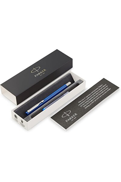 Parker Vector Fountain Pen, Blue with Chrome Trim, Fine Nib, Blue Ink, Gift Box