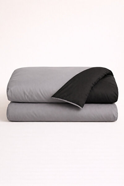 İQON Double (1 Piece) Duvet Cover 100% Cotton Grey-Black