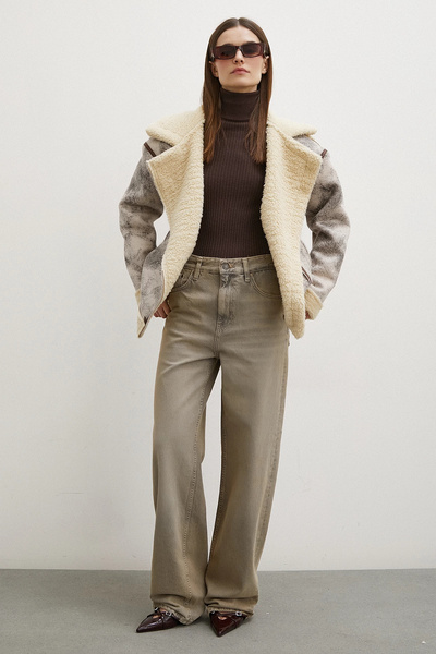 LC Waikiki Yüksek Bel Wide Leg Jean Taş