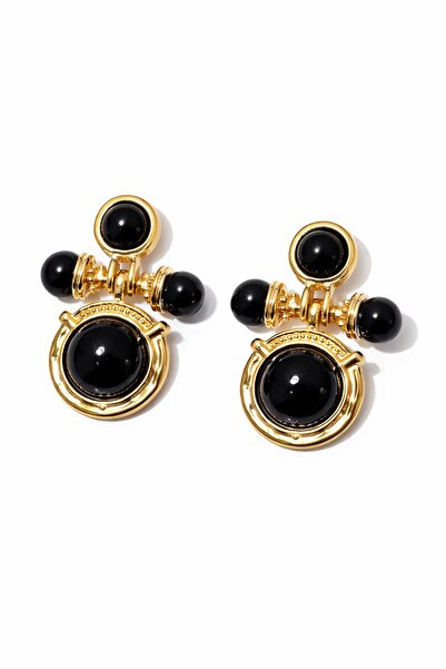 New Obsessions Antique Black Detailed Vintage Earrings