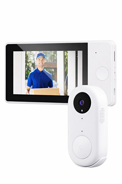 EXENAR Kameralı Mikrofonlu Akıllı Kapı Zili Kablosuz Ekranlı Çift Yönlü İnter...