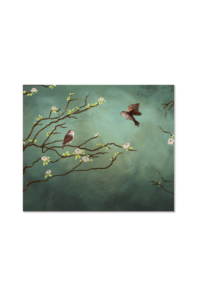 Printoot Vintage Birds Blossoms Canvas Wall Art Nature Painting Print Living ...