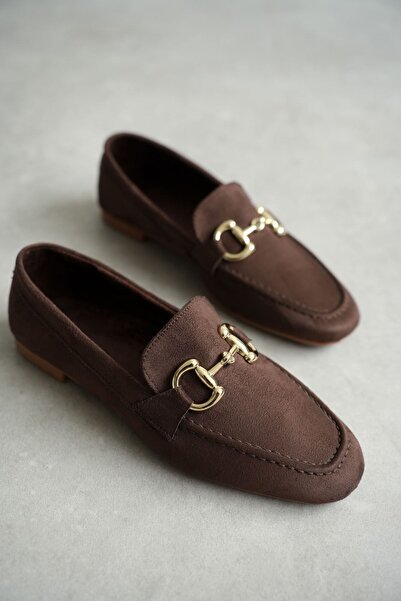 MODAADAM حذاء باليه نسائي من Pixo بنعل مسطح - بني-سويدي