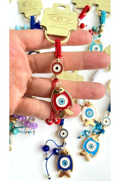Cassime Red Fish Gold Plated Evil Eye Keychain