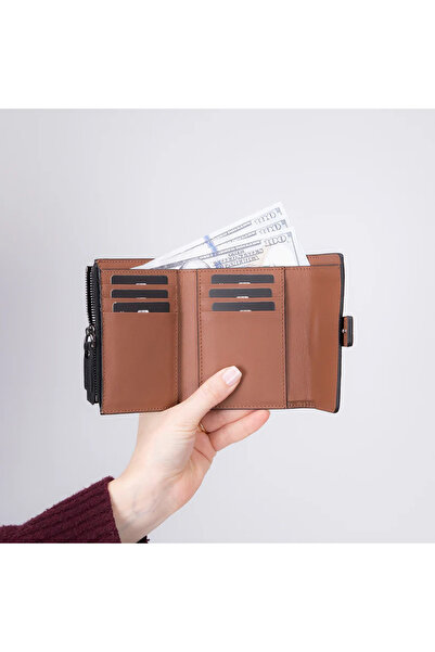 PLM Elba Genuine Leather, Handmade Women's Leather Wallet, Black