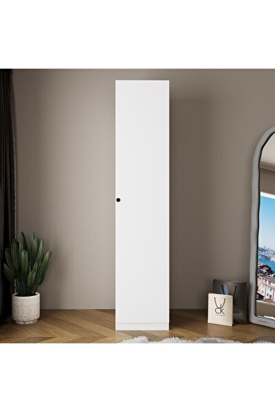 Bimossa KA2040 GOSS 45cm Tek Kapaklı Dar Raflı Gardırop, 5 Raflı, Sağ/Sol Kap...