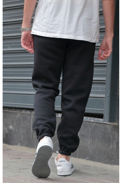 green poll Men's Fleece-Lined Three-Thread Sweatpants with Elasticated Legs
