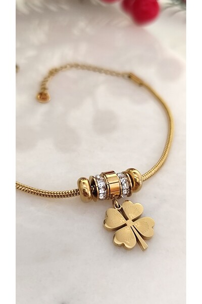 DİAVENTA TAKI VE AKSESUAR سوار من الفولاذ 100% من نوع Yonca Charmlı 316L لا ي...