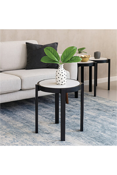 GLAMOURE HOME طقم طاولات دائرية مؤلف من 5 قطع بتصميم مودرن