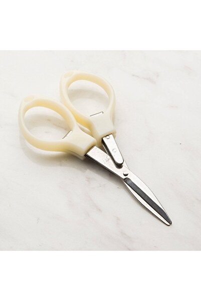 ElyxStore Foldable Metal Glasses Scissors - Cream - 9.9 cm