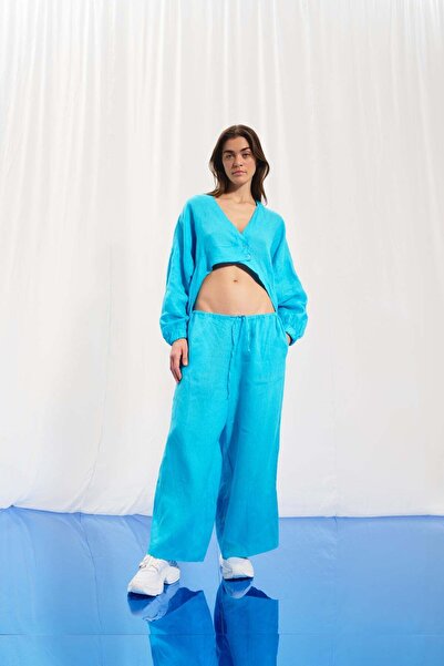 VDR Light Blue Linen Blouse 17293