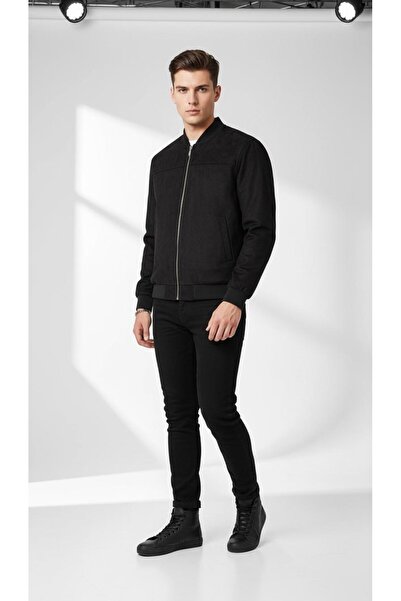 Plus Scorpion معطف رجالي من جلد الغزال |   سحاب، قصة بومبر، قصة ضيقة