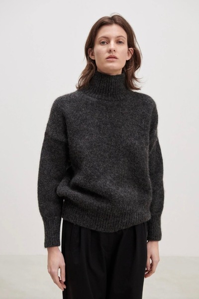Noi Belis Basic Oversized Mock Neck Soft Textured Knitwear Sweater Aw25Kz0123