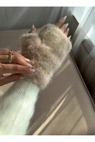 FUNDA AKIN قفازات مي لوز النسائية المصنوعة من القطيفة المقصوصة