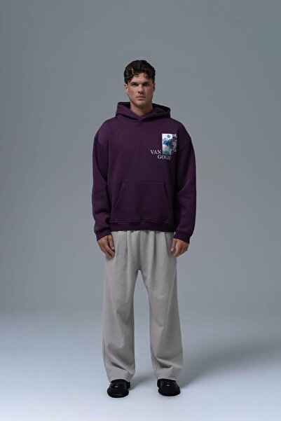 Van Gogh Irises Oversize Sweatshirt Erkek Mor