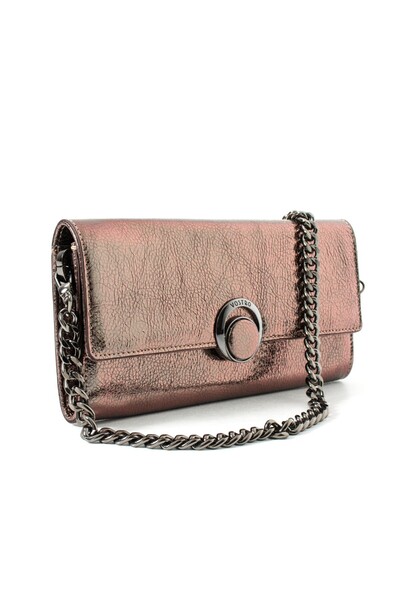 VOSTRO 100% Genuine Leather Women's Clutch Mink Hand and Shoulder Bag - Handm...