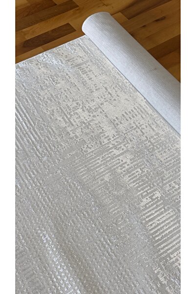 ANUTYA HOME Krem Kadife Bambu Parlak Özel Kesme Kaymaz Salon Oturma Odası Koridor Mutfak Halısı