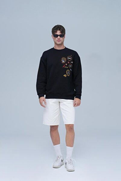 SAW Urbanity Pixel Heritage Bisiklet Yaka Sweatshirt Erkek Siyah