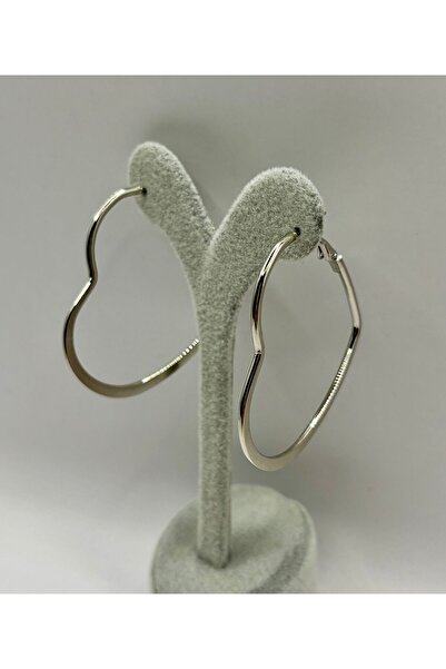 aurora dükkan Steel Silver Color 5cm Heart Hoop Earrings