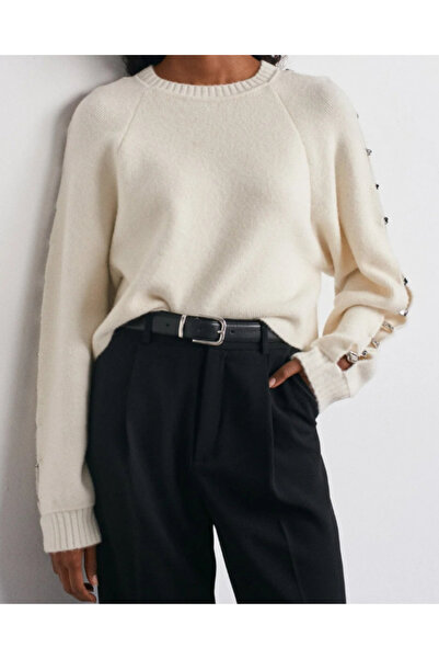 Dilvin Kadın Yün Karışımlı Aksesuar Detaylı Triko Kazak