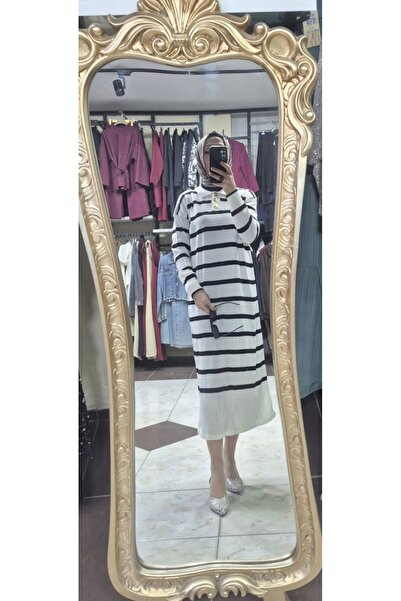 Mintaş Striped Polo Collar Dress