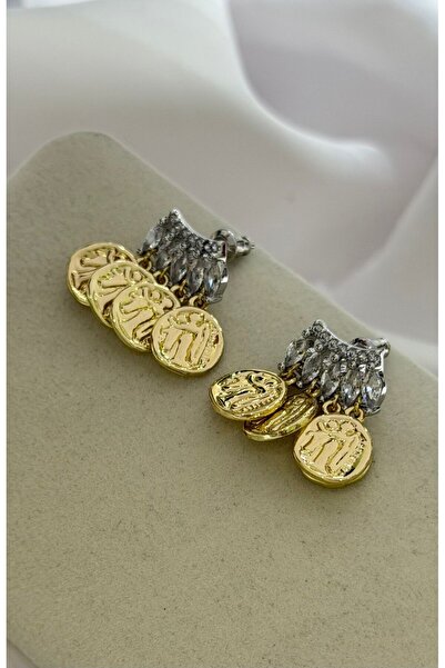 BYYEŞO Charm Detailed Double Color Minimal Earrings (Steel)