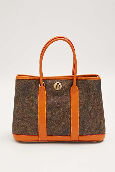 Levidor Ethnic Patterned Long Strap Medium Size Women's Hand and Shoulder Bag Brown