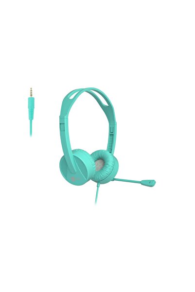 Lecoo HT106 Kablolu 3.5mm Jacklı Mikrofonlu Kulak Üstü Kulaklık Turkuaz
