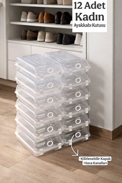 Funny Life Gondol 12'li Şeffaf Ayakkabı Kutusu - Hava Kanallı , Kilitlenebili...