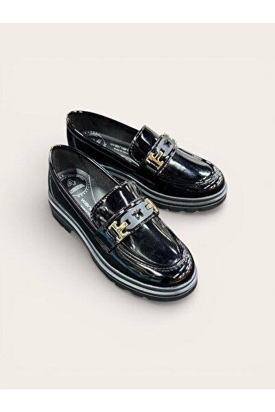 Wanetti pantofi de damă din piele lacuită neagră cu talpă ortopedică pantofi ...