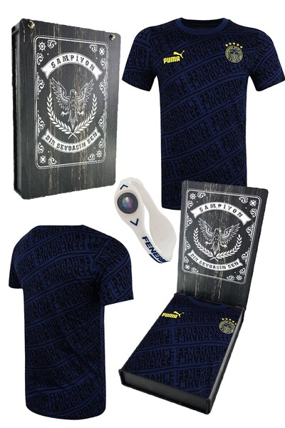 Fenerbahçe PUMA PATTERN LACİ T tricou CUTIE DE CADOU LASER DIN LEMN