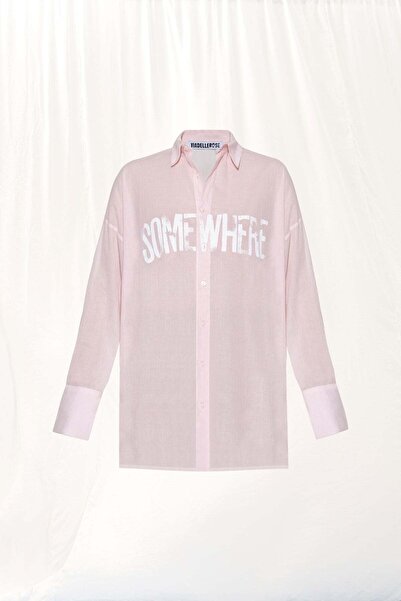 VDR Toz Pembe Baskili ince Gömlek 17324