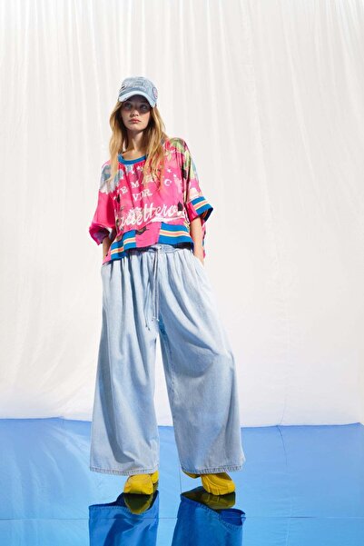 VDR Pembe Çiçekli Saten Bluz 17306