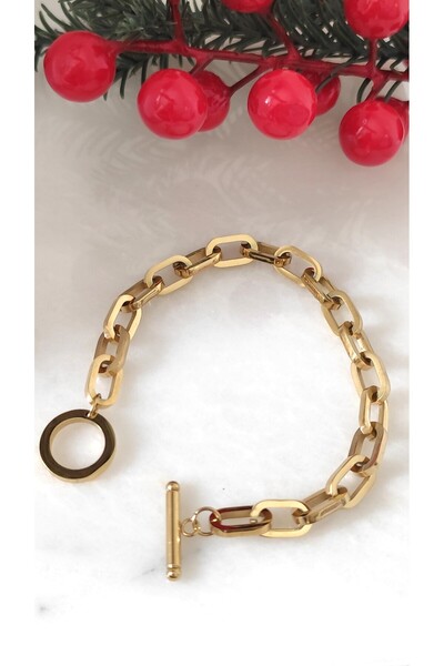 DİAVENTA TAKI VE AKSESUAR سوار من الفولاذ 100% بسلسلة سميكة وحلقة قفل من الفو...