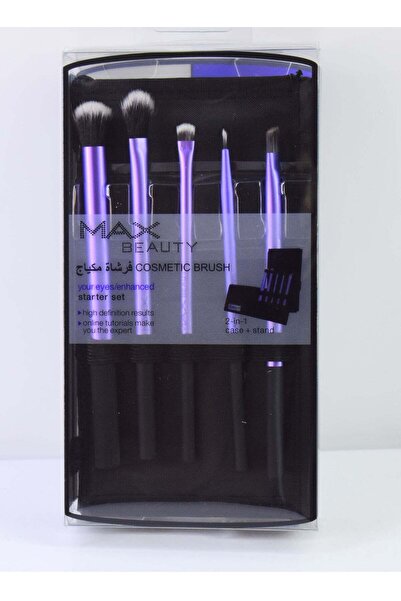 Max Beauty 5-Piece Professional Cosmetic Brush Set With Folding Bag Black