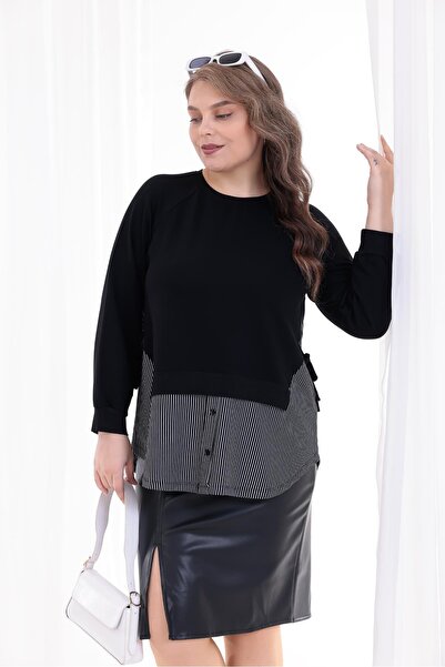 Siyezen Plus Size Lace Detailed Sweatshirt