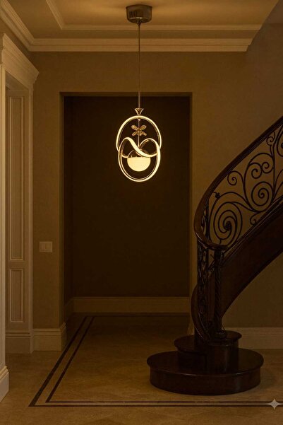 CanAydınlatma Badem GOLD Model 3 Renk LED Avize (Beyaz Sarı Günışığı