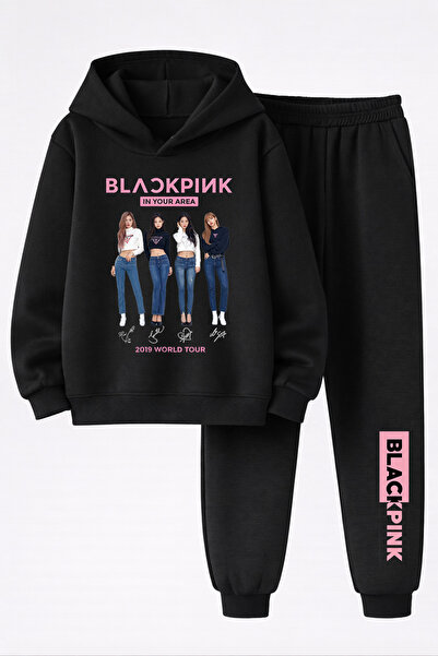 MAGORS Blackpink Printed 3-Ply Quality Sweatshirt and Trackpants Kids Bottom-...
