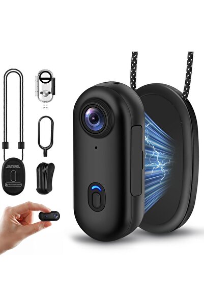 Generic 4K WiFi Sports Camera with Magnetic Neck Holder Waterproof 30m Android iOS Support