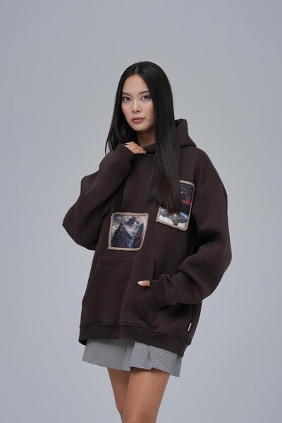 SAW Urbanity Layers of Awakening Oversize Sweatshirt Kadın Kahverengi