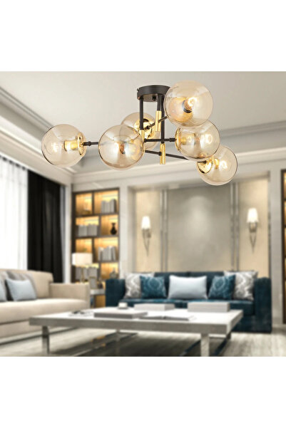 HubRom MARAL 3548-06-GDD Χρυσό Φωτιστικό Οροφής 70x35 εκ. 6xE27 Μέγ. 60W