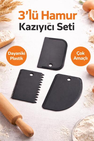 OES HOME Practical 3-Piece Flexible and Durable Dough Scraper - Dough Cutter - Pastry Spreader Tool