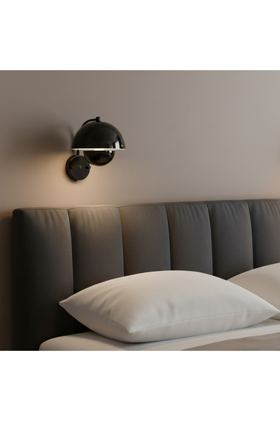 MOİRA Dekor Metal E/14 Lampholder Glossy Black Sconce Modern Living Room Bedroom Wall Lamp, Eylul-15683