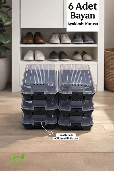 Funny Life 6'lı Ayakkabı Kutusu Renkli - Hava Kanallı , Kilitlenebilir , İsti...