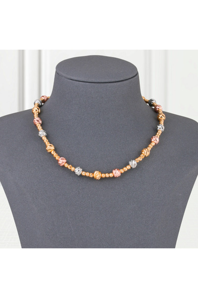 Un Choker, gold alternative, prayer beads in three colors